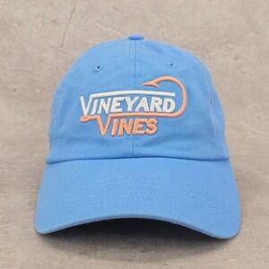 Vineyard Vines Hat Script Logo Adjustable Strapback Light Blue‎ Cap One Size